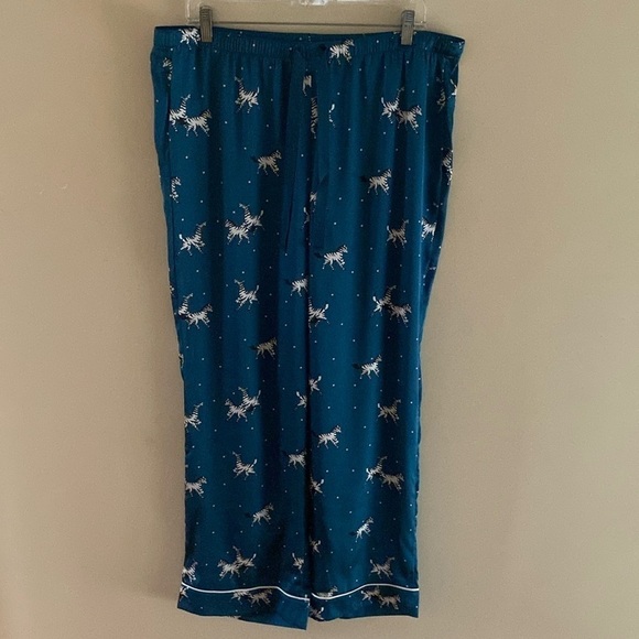 Loft Poly Satin Zebra Print Pajama Pants - Picture 1 of 7